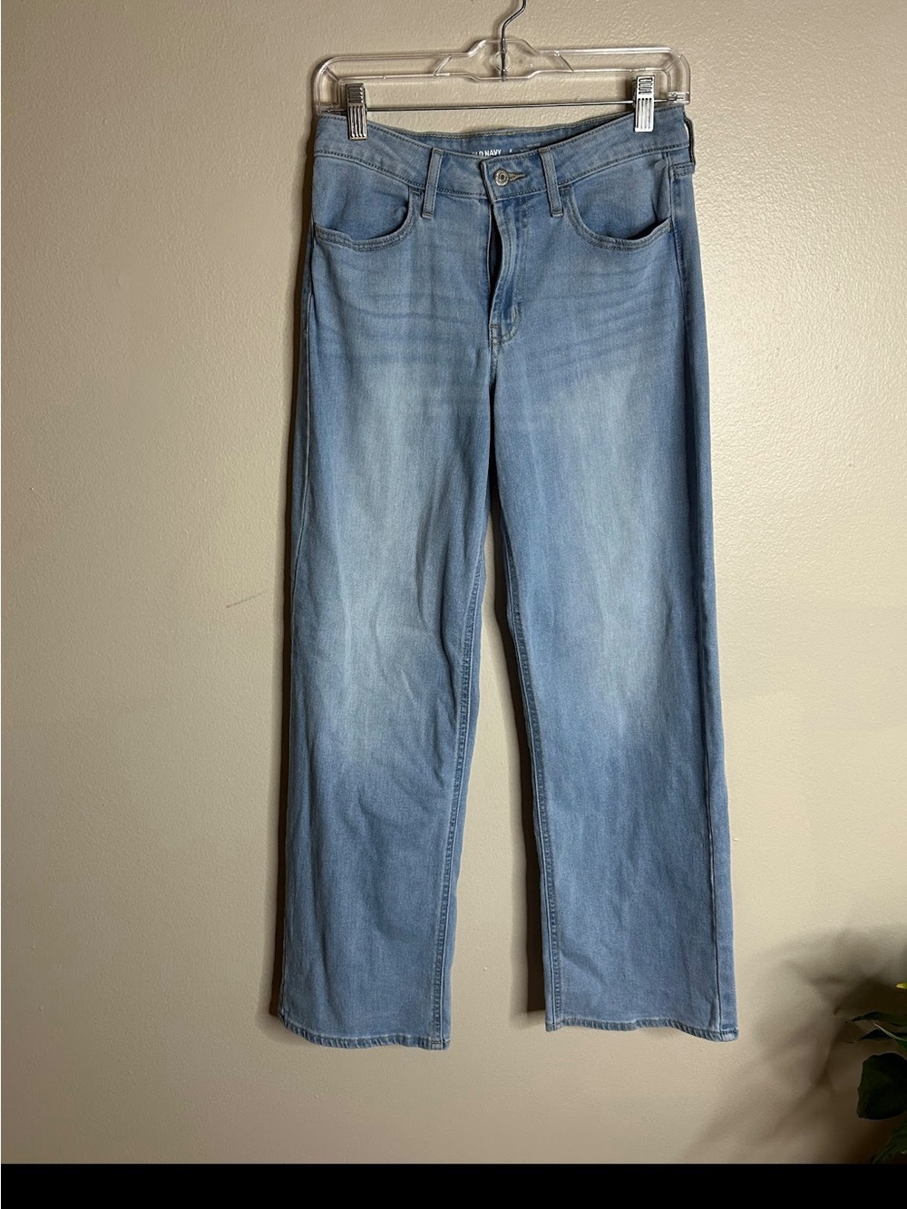 Old Navy Jeans Womens 4 High Rise Wide Leg Light Wash Modest Neutral Capsule